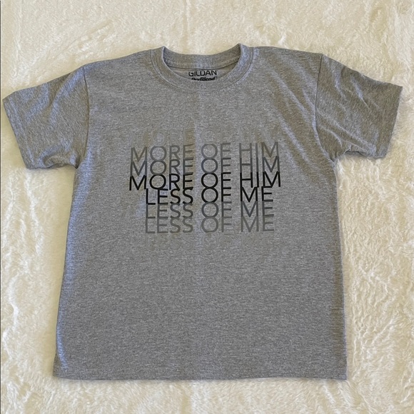 Gildan Other - Gildan Grey Kids Graphic Tee with 'More of Him Less of Me' Print  SZ M